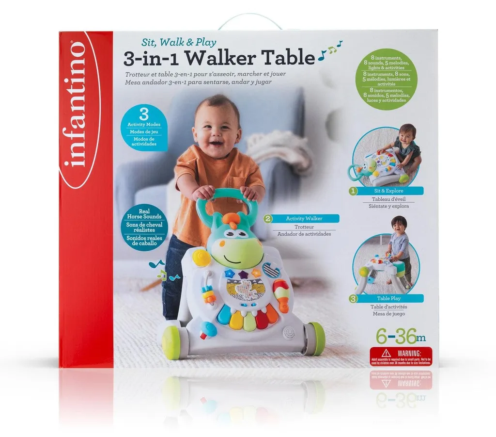 Table à Manger Infantino 3 en 1 Évolutive avec Plateau de Jeux Amovible