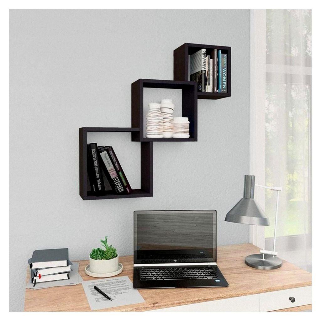 Wandregal Cube grau 68x15x68cm Holzwerkstoff