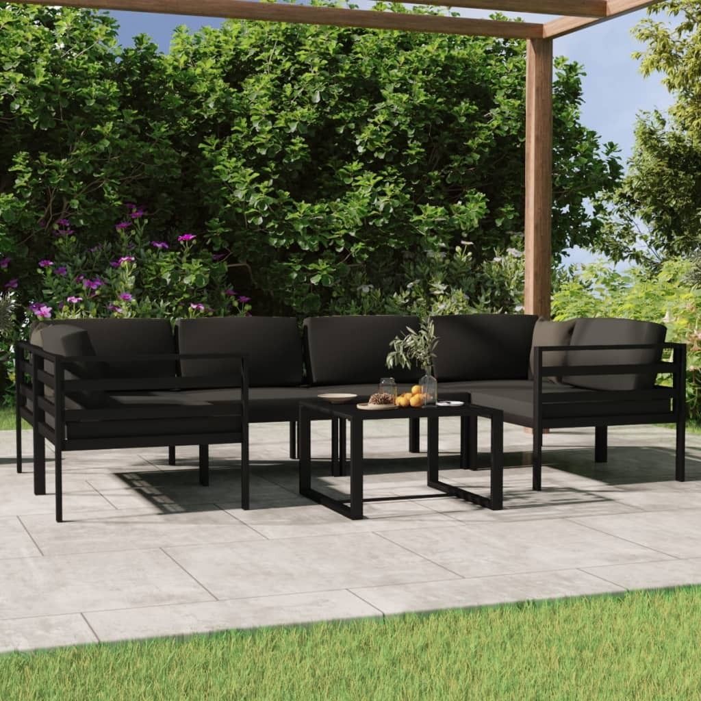 Maison Exclusive - 7-tlg. Garten-Lounge-Set mit Kissen Aluminium Anthrazit