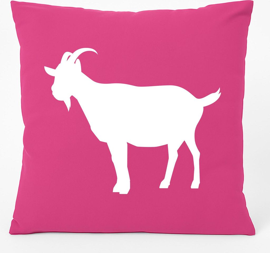 Huuraa Kissen Ziege Silhouette 40x40cm mit Füllung Fuchsia Baumwolle Dekokissen Geschenkidee
