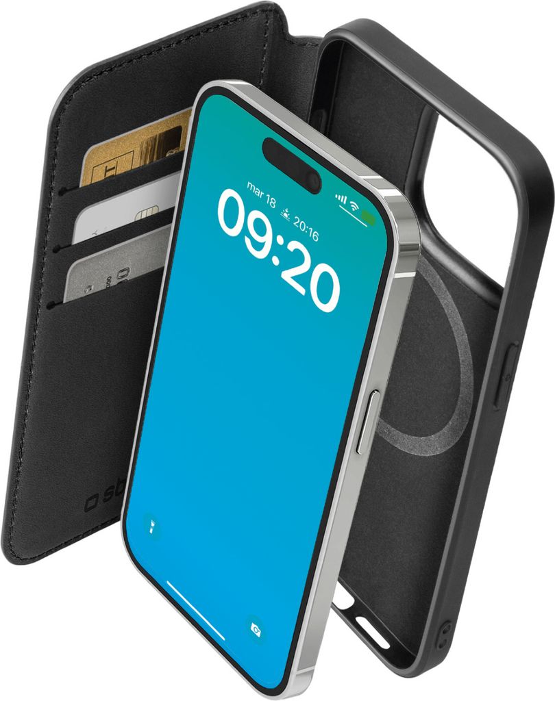 SBS Book Wallet MagSafe iPhone 15 Pro schwarz