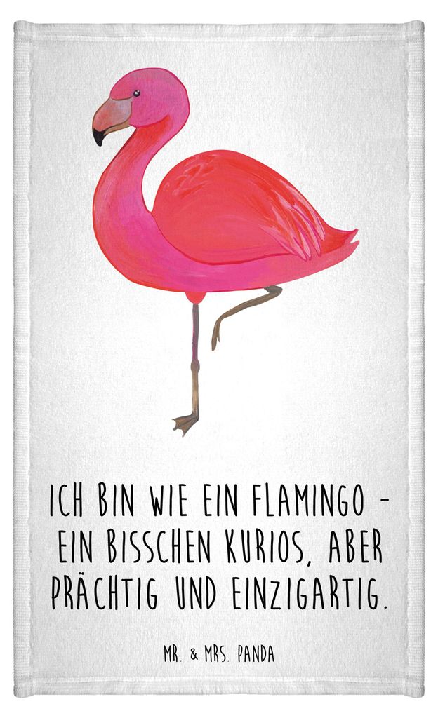 Mr. & Mrs. Panda Handtuch Flamingo Classic - Weiß - Geschenk, Rosa, Prächtig, Gästetuch, Ich, Frotteehandtuch, Frotteetuch, gäste wc, Spruch, Sohn