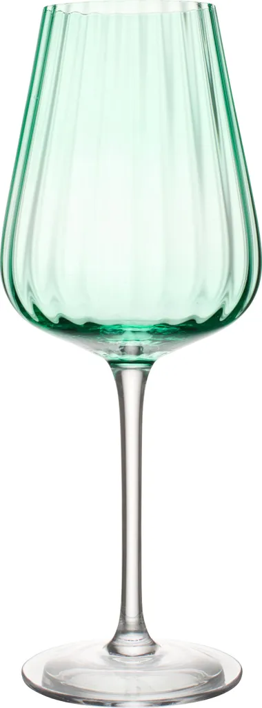 Verre à pied en verre vert strié J-Line, élégance pour table de fête
