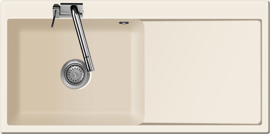 Flächenbündige Spüle MERA 100 SL F Jasmin Becken links mit Handbetätigung