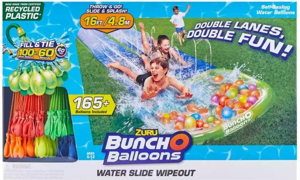 Jeu d'eau extérieur de jardin : toboggan 2 voies et 165 ballons