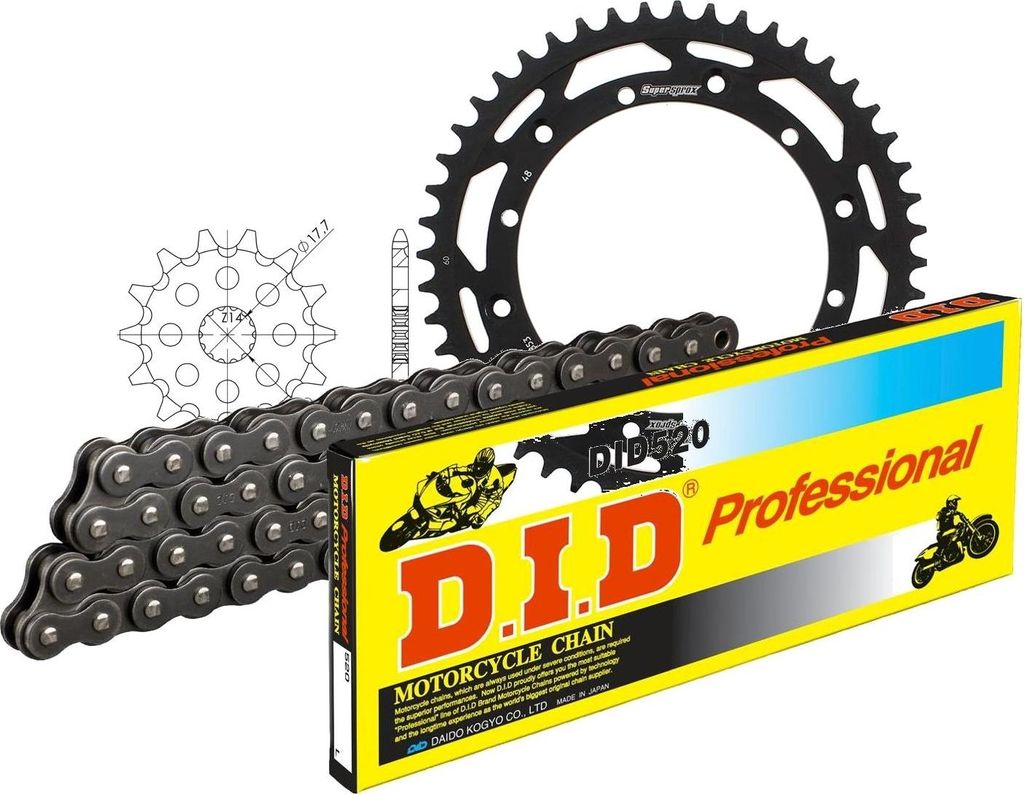 DID Kit Stahl Kompatibel mit Yamaha WR125 91-98/YZ125 97-98 13-48-112 DID520 Clip