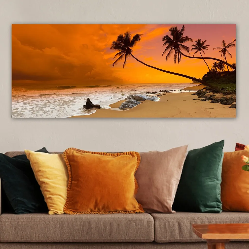 Tableau 100% toile multicolore Wallity 50x120 cm de haute qualité