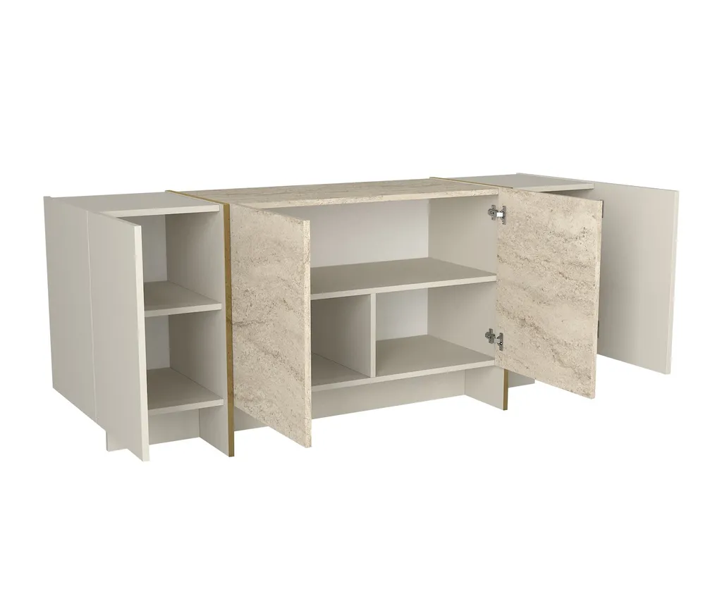 Console Veyron : Meuble Robuste Style Travertin sans les Contraintes - 6