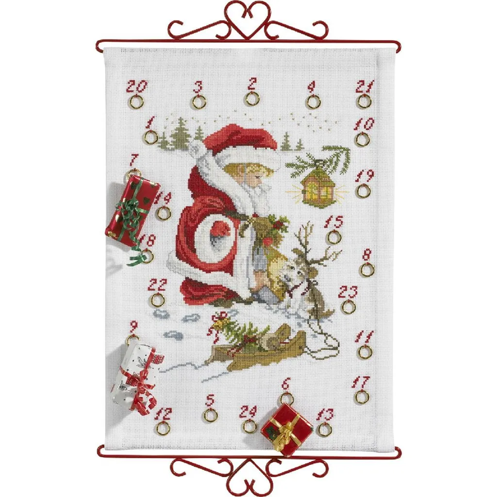 Broderie Eva Rosenstand Calendrier de l'Avent en lin avec fils coton