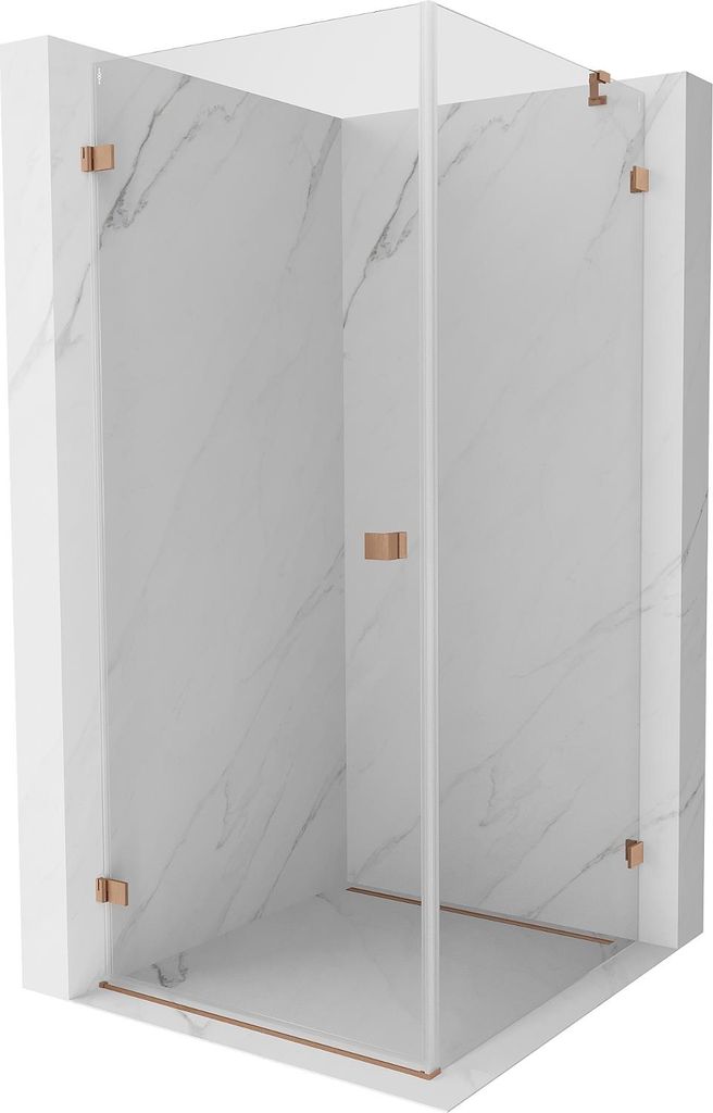 Mexen Lunar-B Duschkabine schwenkbar links 80 x 80 cm, transparent, gebürstetes Kupfer - 832-080-080-65-00-L