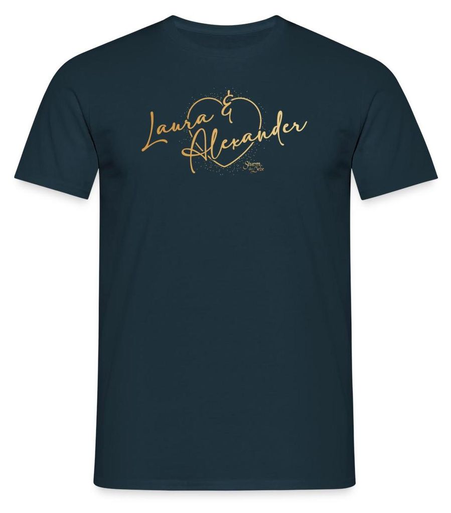 Spreadshirt Sturm Der Liebe Traumpaar Laura & Alexander Männer T-Shirt, L, Navy