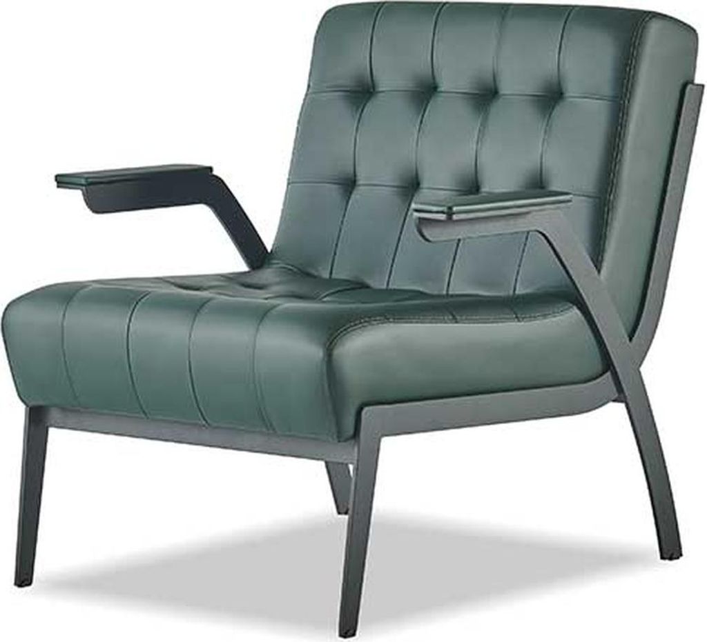 Sitzmöbel-Set 3-Sitzer Sessel Grün Edelstahl Modern Leder Chesterfield