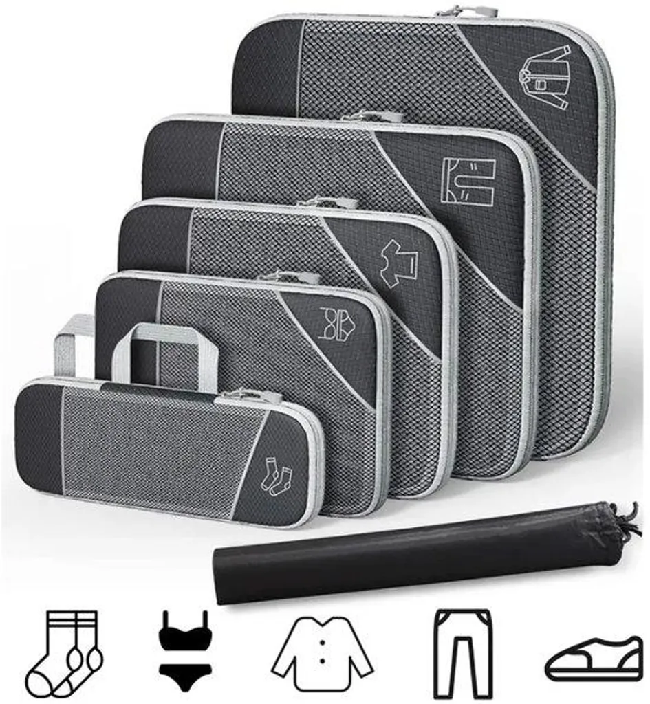 Organiseurs de voyage 6 pièces Bleu : Sacoches de rangement pour valise