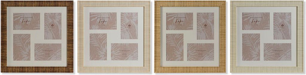 Fotorahmen Home ESPRIT Braun Beige natürlich Elfenbein Kristall polystyrol Skandinavisch 38 x 2 x 38 cm (4 Stück)