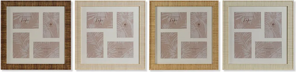 Lot de 4 cadres muraux carrés 38x38 cm style scandinave beige et marron