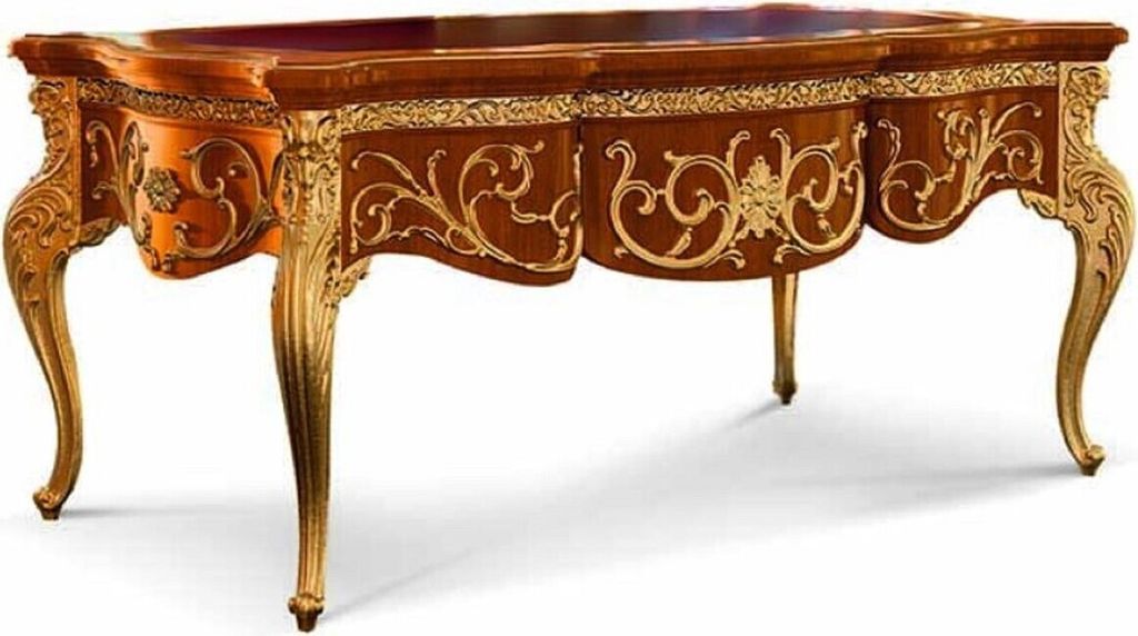 Casa Padrino Luxus Barock Schreibtisch Braun / Gold 176 cm - Barock Möbel - Italy