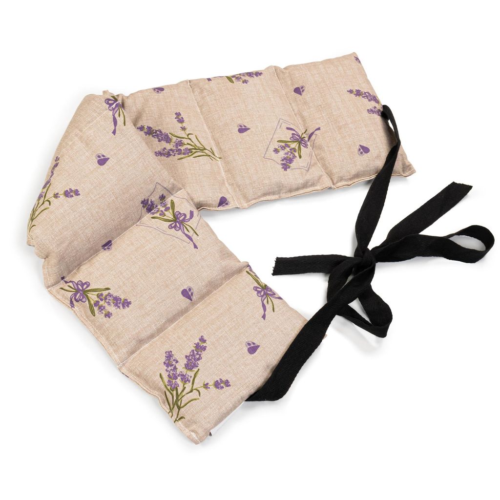 Leinsamenkissen 7-Kammer mit Band, 65x15 Landhausstil Romantik - Wärmekissen - Körnerkissen Rücken Wärme & Kälte