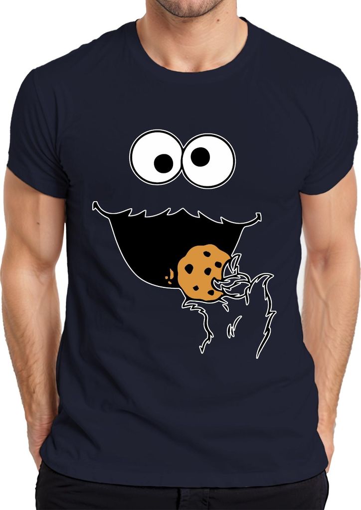 Keksmonster Keks Krümel lustig Karneval Geschenk Fasching Fastnacht Herren T-Shirt, Navy, S