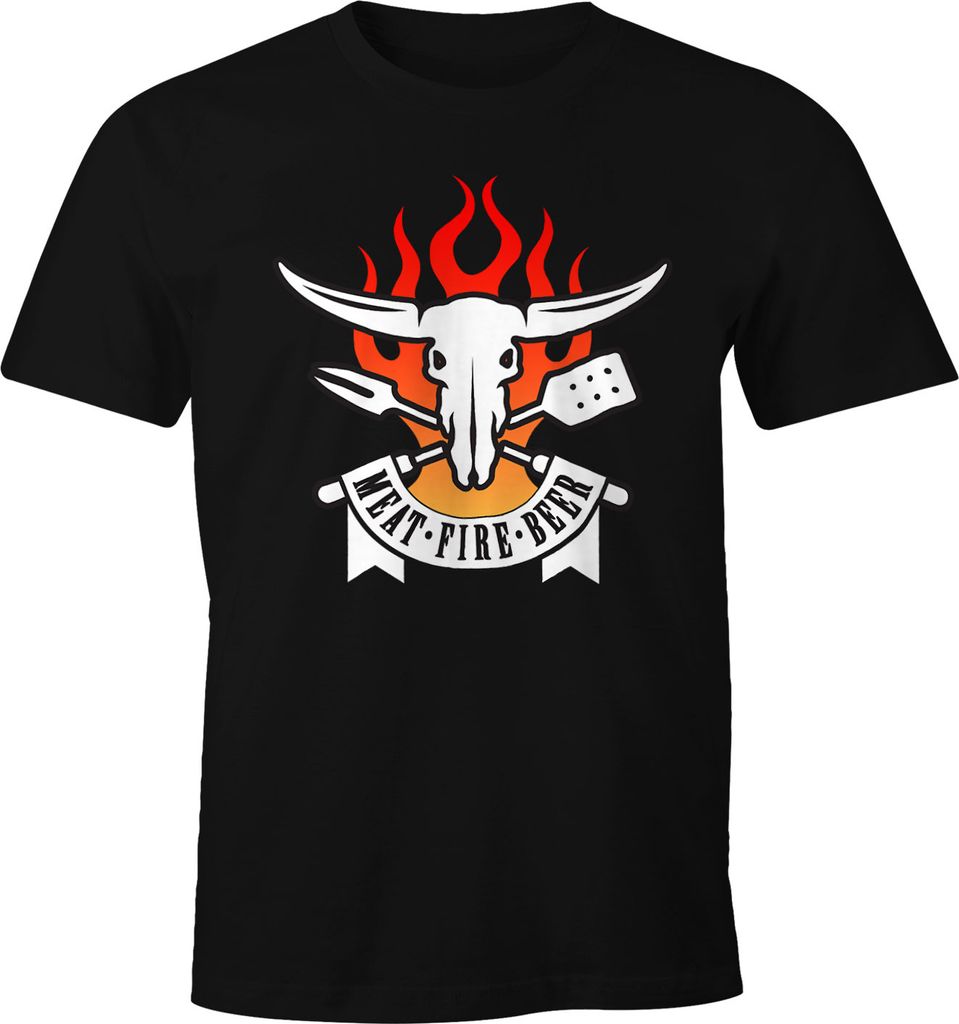 Herren T-Shirt Meat Fire Beer Fun-Shirt Moonworks XL