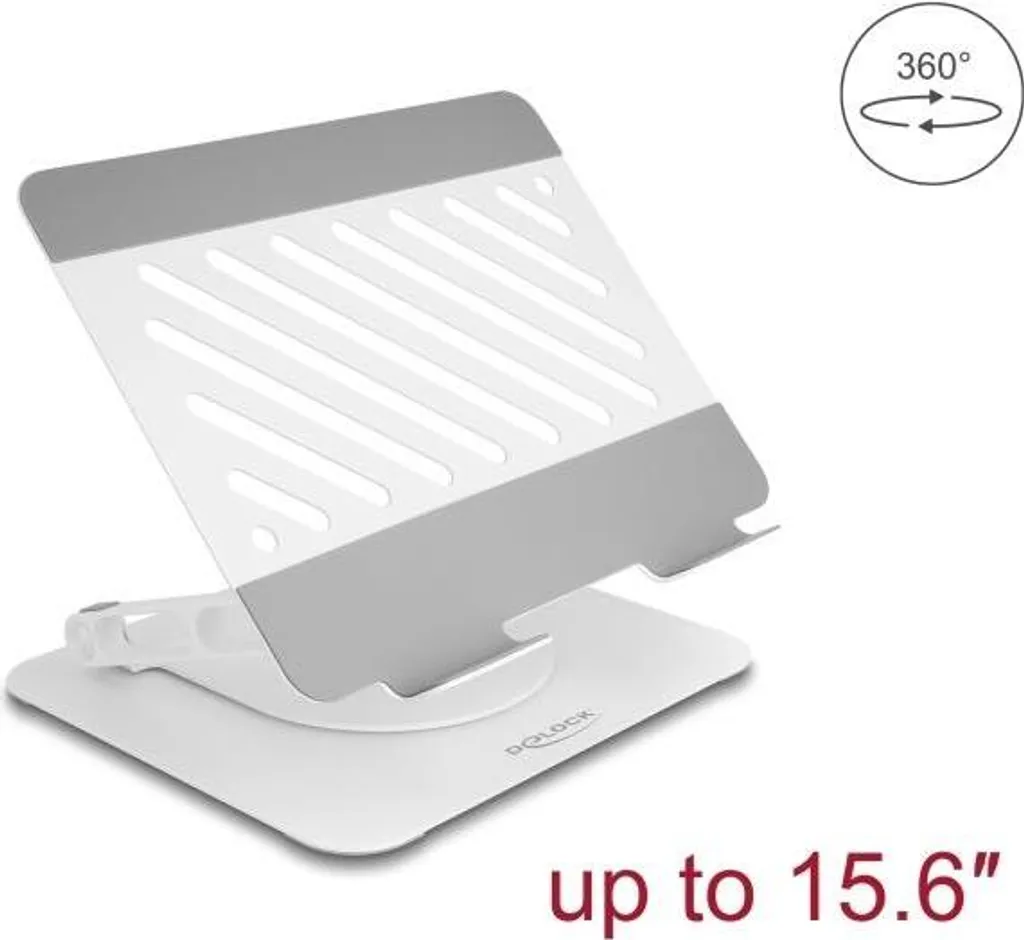 Delock - Supporto per notebook / tablet - regolabile, in alluminio, ruotabile di 360° - 39,6 cm - grigio chiaro (18455)