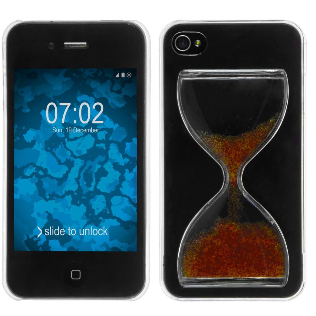 PhoneNatic Case kompatibel mit Apple iPhone 4S - Hülle rot-gelb Sanduhr Hard-case + 2 Schutzfolien