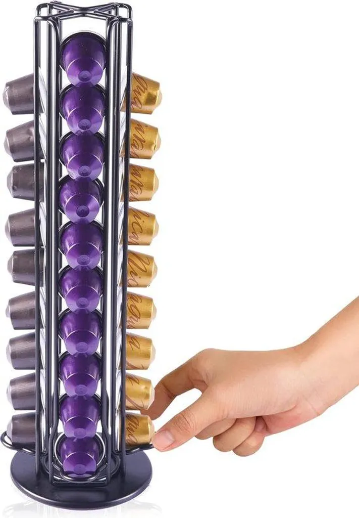 Porte-capsules à café rotatif pour 40 dosettes, carrousel en métal noir