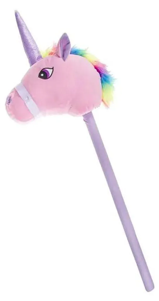 Cheval à bascule licorne rose peluche douce 75cm avec sons et poignées