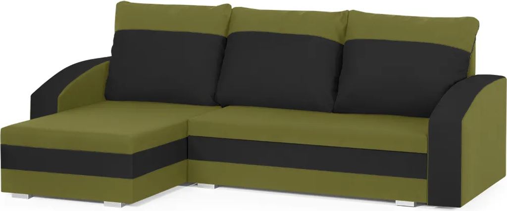 KING Ecksofa mit Schlaffunktion - Grün/Schwarz