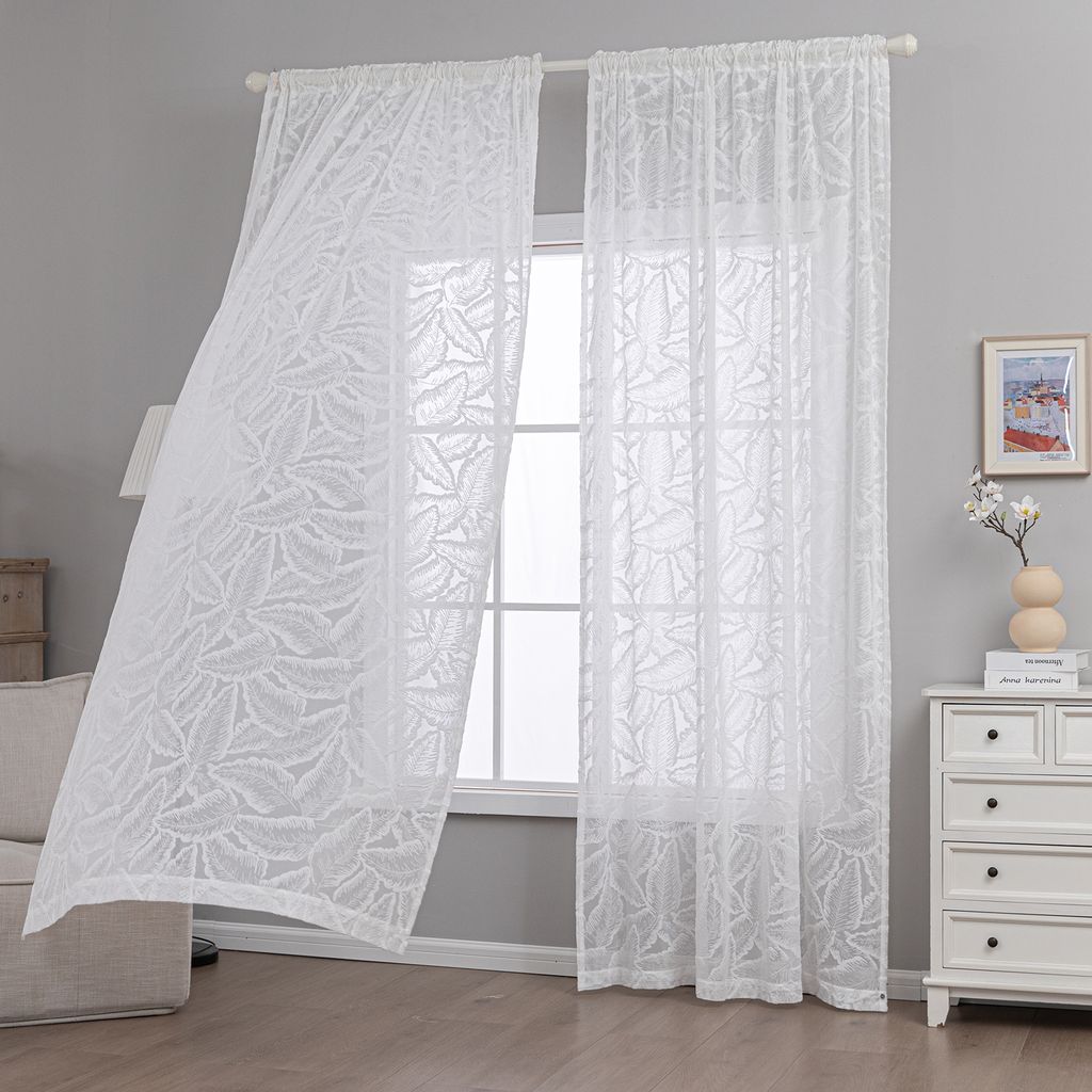 132x274cm Voile Gardinen 2 Stück，Gardinen Weiss Transparent Produktbild 