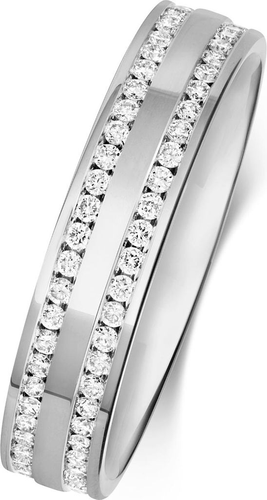 9 Karat (375) Weißgold Kanalfassung Damen - Diamant Trauring/Ehering/Hochzeitsring Brillant-Schliff 0.60 Karat H - PK1, 51 (16.2); TRS368309KWRSL