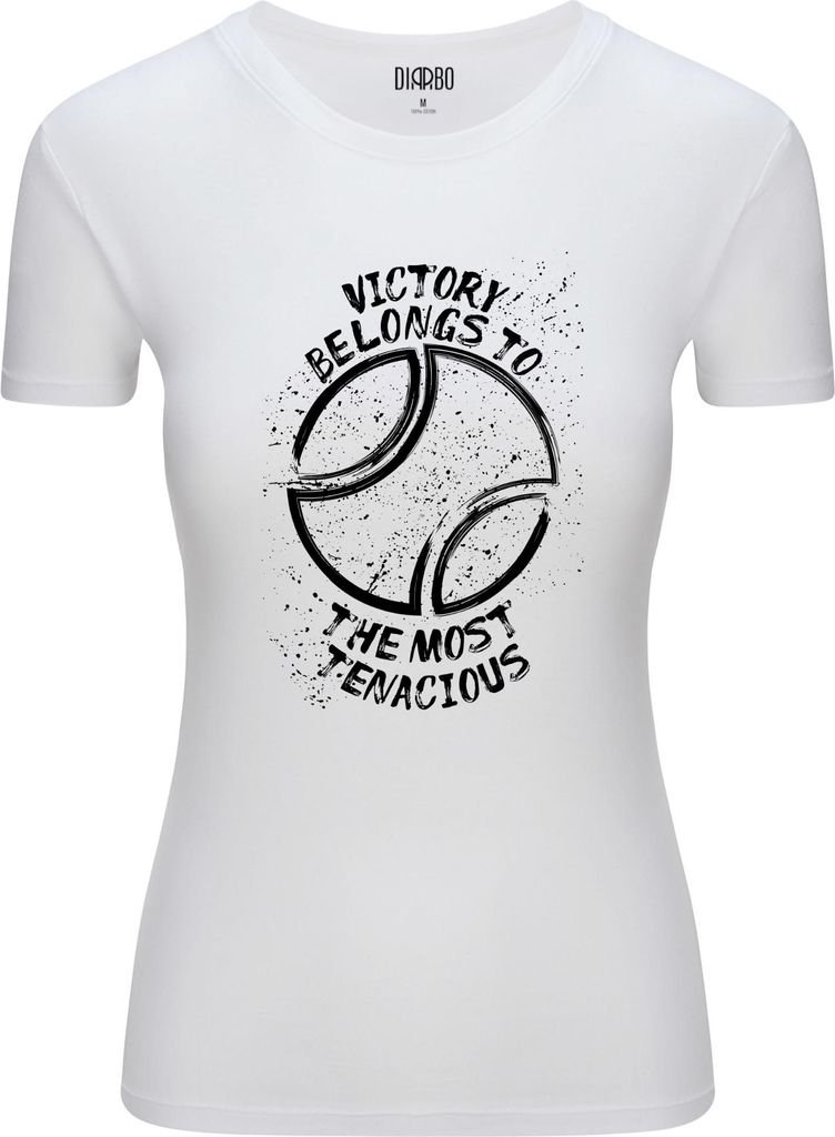 Diarbo Damen T-Shirt mit Sport Druck Hartnäckigster Ball Weiß Gr.XL