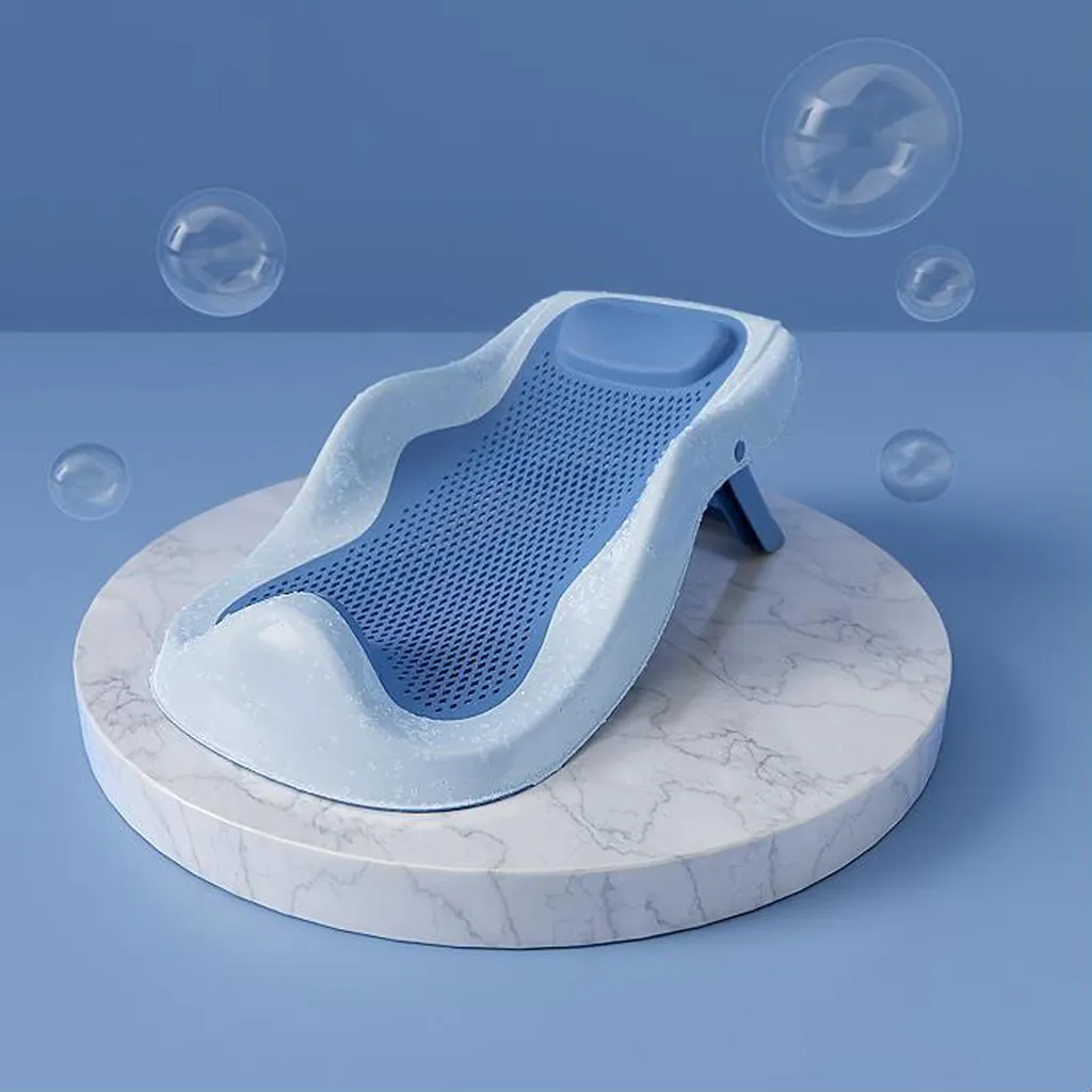 Support de couchage bébé ergonomique bleu, pliable et ultra compact