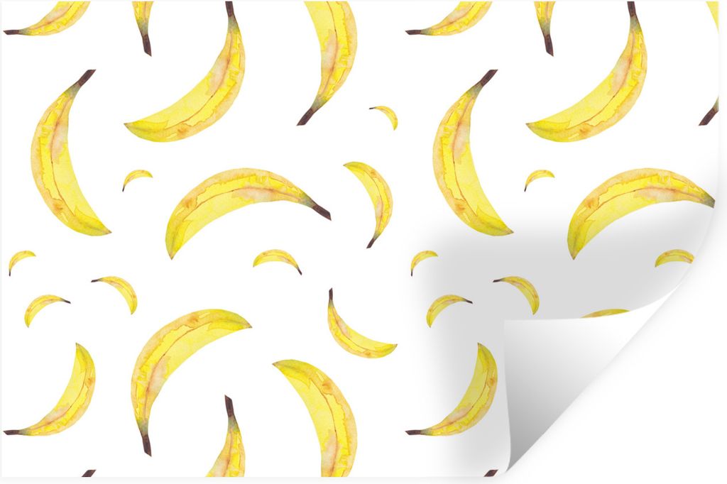 MuchoWow Wandtattoo Wandsticker Wandaufkleber Bananen - Obst - Weiß 120x80 cm Selbstklebend und Repositionierbar - Selbstklebend - Fototapeten