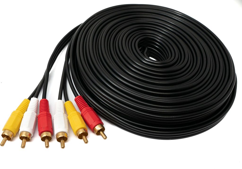 SYSTEM-S Cinch 3 RCA Kabel 15 m Stecker zu Stecker Stereo & Composite AV Schwarz