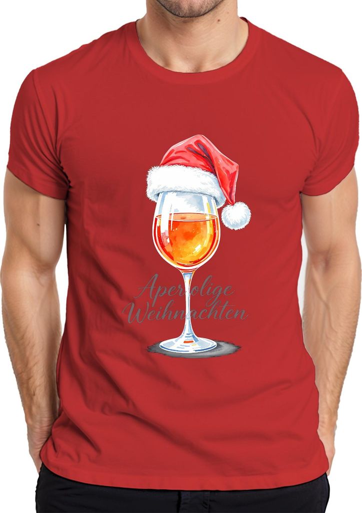 Aperolige Weihnachten Aperol Spritz Cocktail Geschenk Party Bar Herren T-Shirt, Rot, L