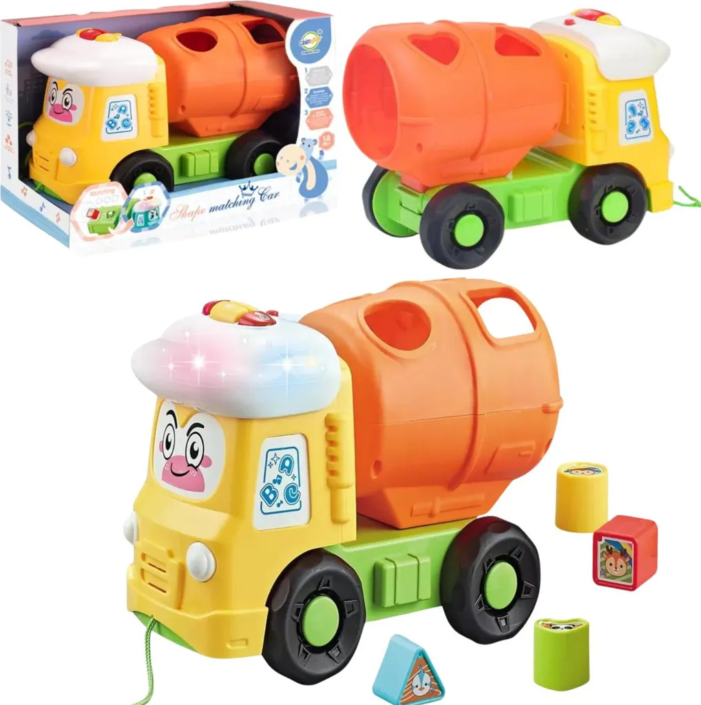 Camion Musical Interactif Lumineux Car Sorter avec 5 Blocs de Formes