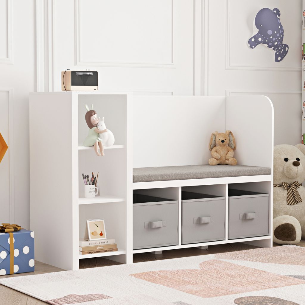 Kinderregal mit Sitzbank 'Høylandet' mit Kissen 76 x 112 x Produktbild 