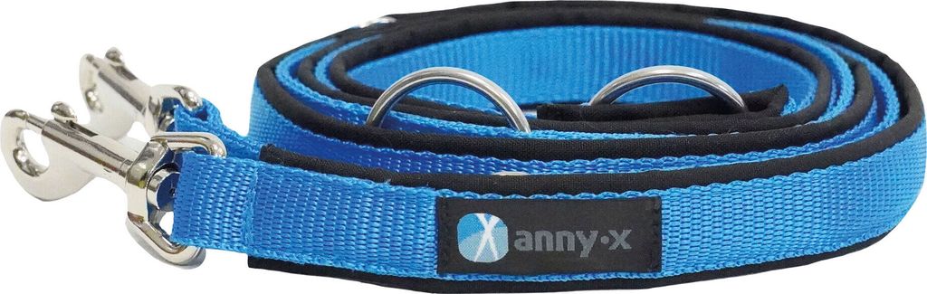 3 m Schwarz/Blau - Annyx Führleine Classic Bolt Fun -auch als Fahrradleine und Joggingleine ideal