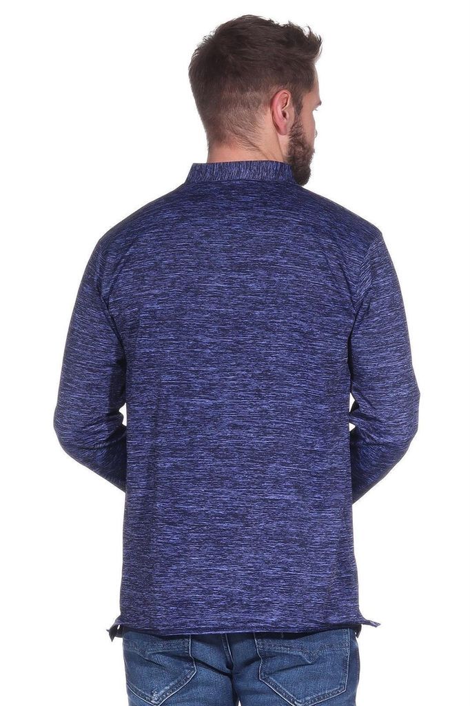 Herren Basic Langarm Shirt Stehkragen; Blau M