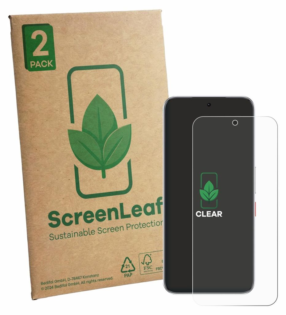 2x ScreenLeaf Schutzfolie für ZTE Nubia Neo 5 GT nachhaltiger Displayschutz Display Schutz Folie Klar Transparent