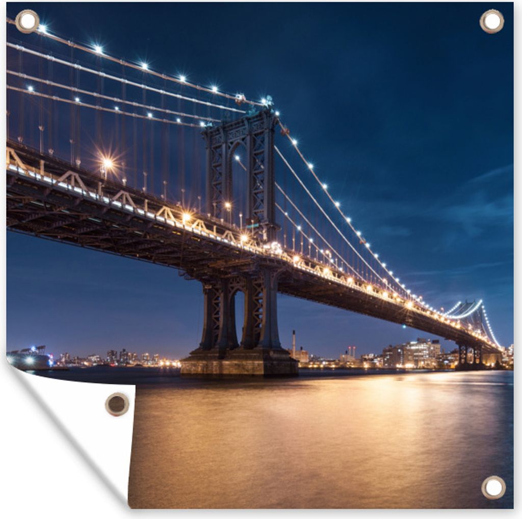 MuchoWow 50x50 cm Outdoor-Poster Gartendeko Sichtschutz Garten Poster für den Garten New York - Manhattan - Mond