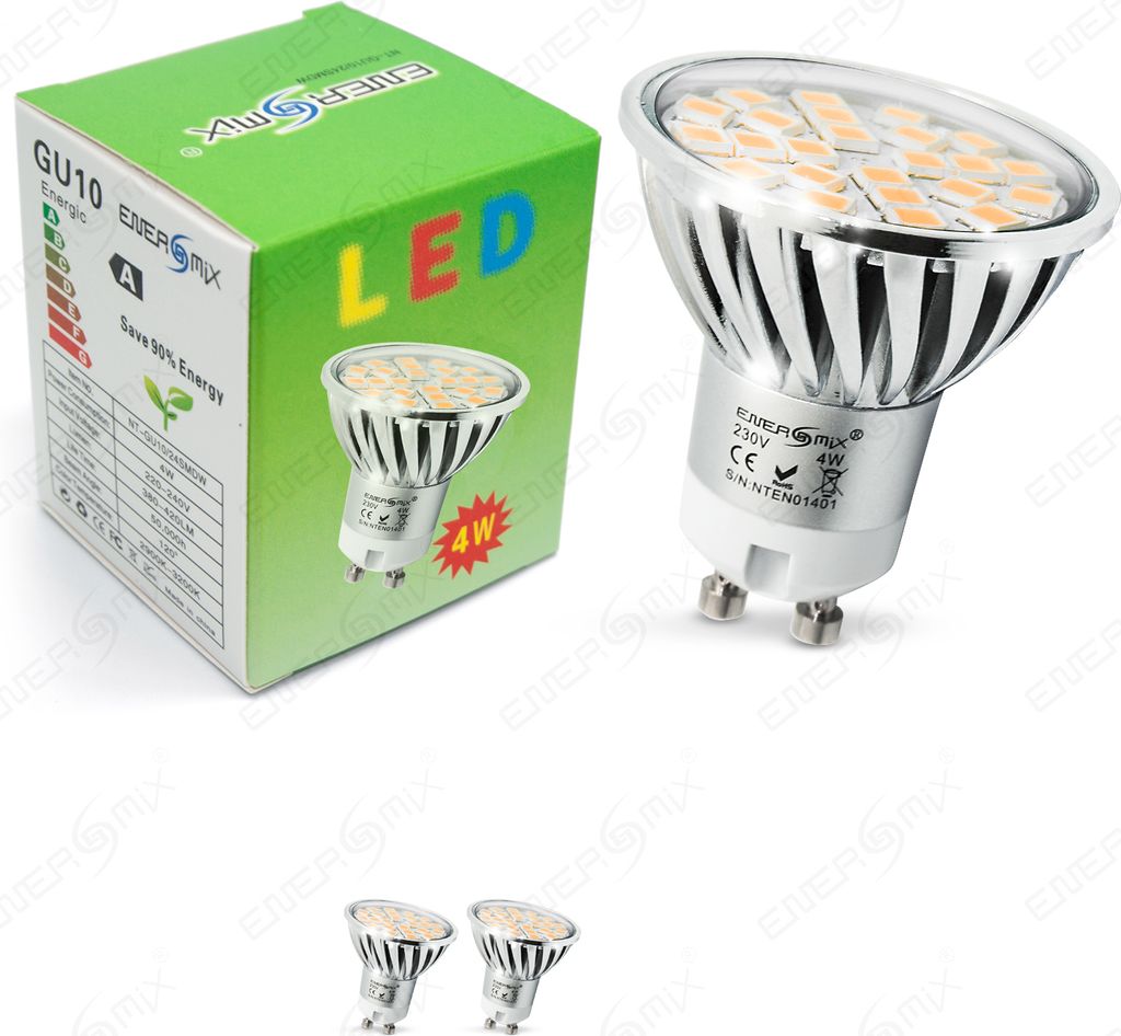 GU10 5050 SMD LED Spot Lampe Mit Schutzglas 4W Warmweiß 2 Stück