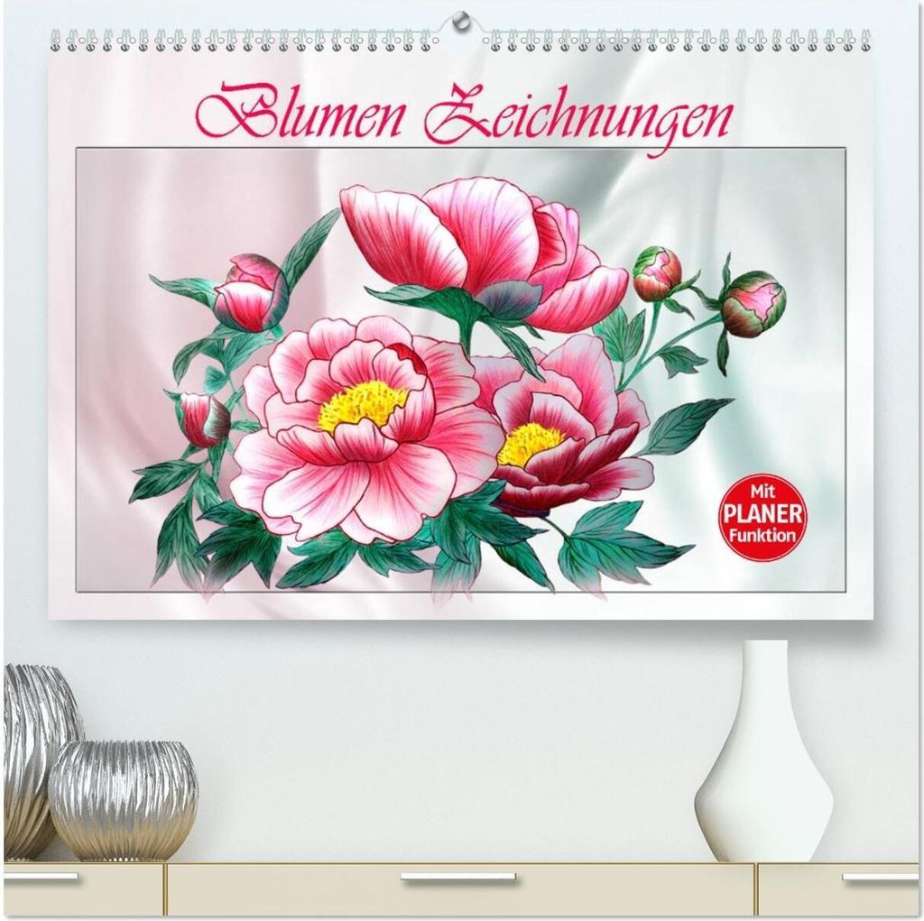 Blumen-Zeichnungen (hochwertiger Premium Wandkalender 2026 DIN A2 quer), Kunstdruck in Hochglanz
