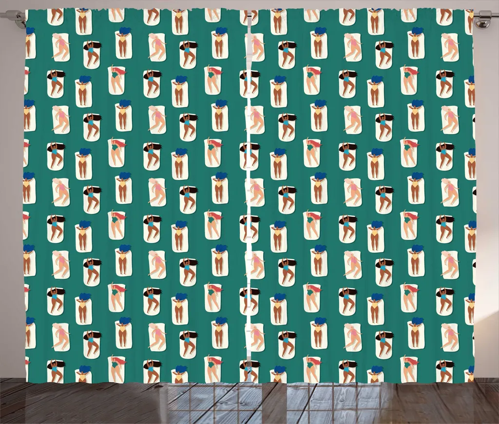 Rideaux de salon universels à motif rustique 280 x 225 cm Vert Forêt