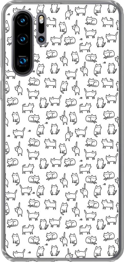MuchoWow Handyhülle Schutzhülle Hülle für Telefoonhoesje Huawei P30 Pro Mädchen - Katze - Muster - Mädchen - Kinder - Kinder Silikon Softca...