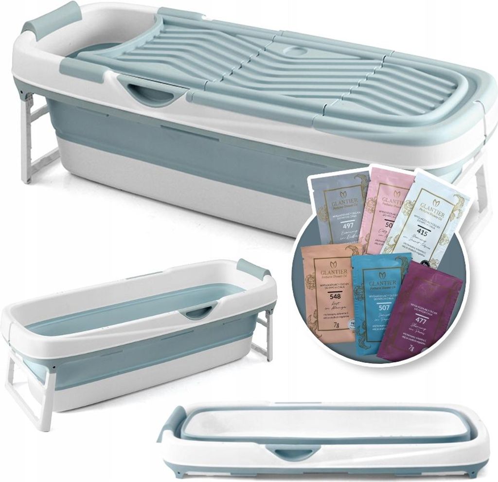 Faltbare Silikonbadewanne Blau Tragbares Bad Home SPA 152cm Produktbild 