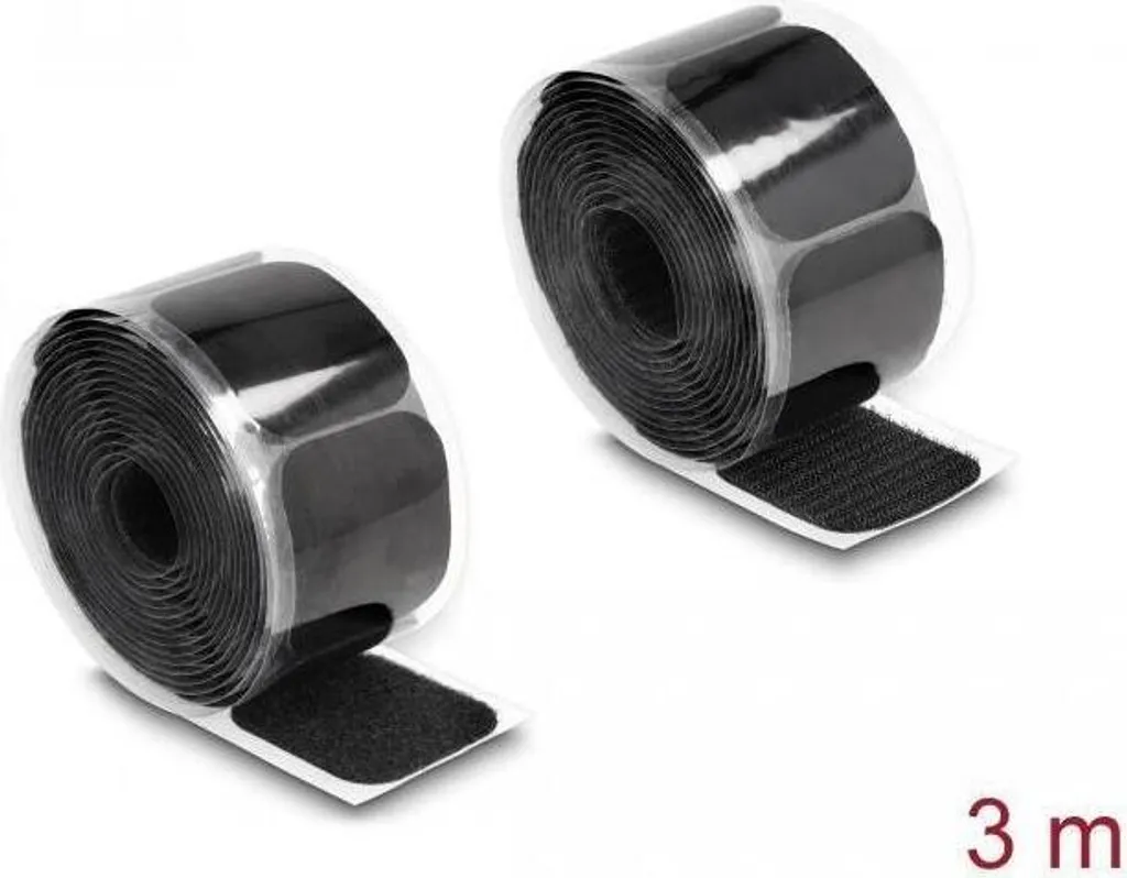 Fixation sans Perçage : Bande Scratch Adhésive 45mm x 3m Noir Delock