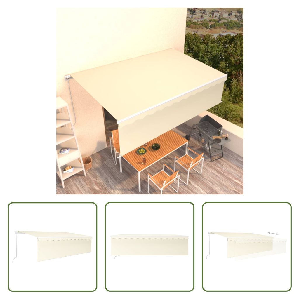 The Living Store Markise Manuell Einziehbar mit Rollo 5x3 m Creme