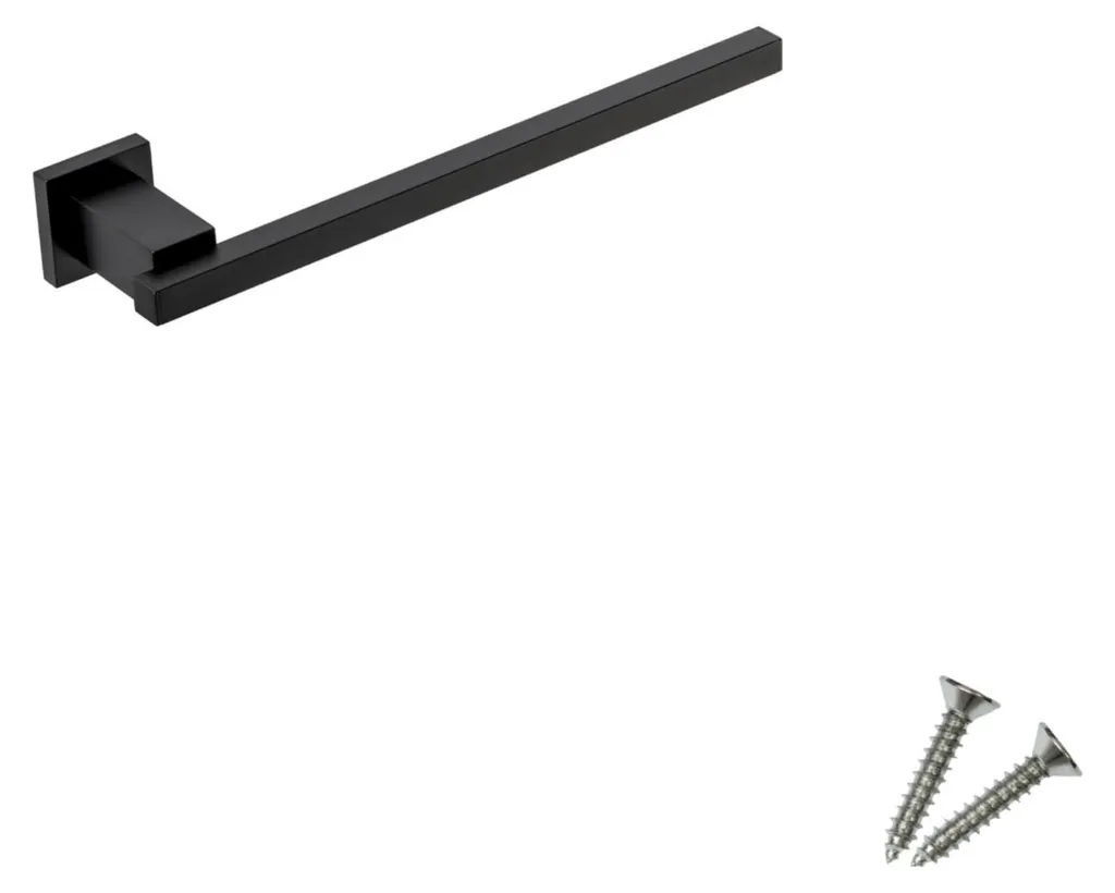 Porte-serviettes laiton et inox noir mat, design carré et inoxydable
