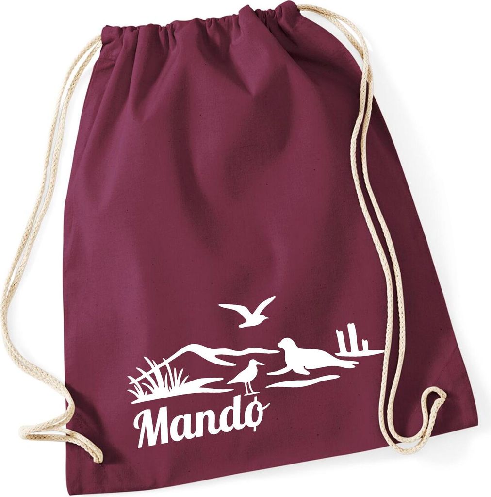 Huuraa Turnbeutel Mandø Dänemark 12 Liter Burgundy Baumwolle Rucksack Geschenkidee